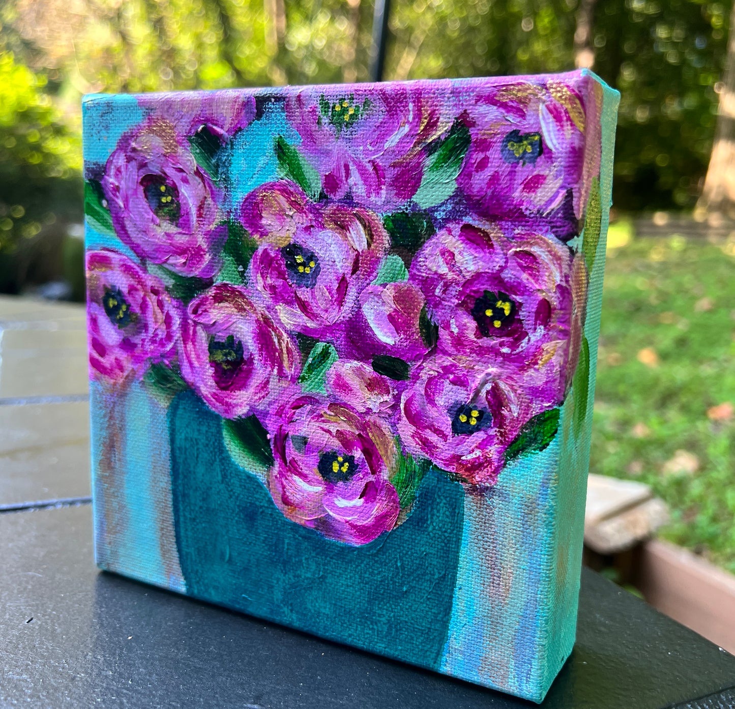 Floral Abstracts Original Artwork Collection
{Pink Blooms with Turquoise Vase}