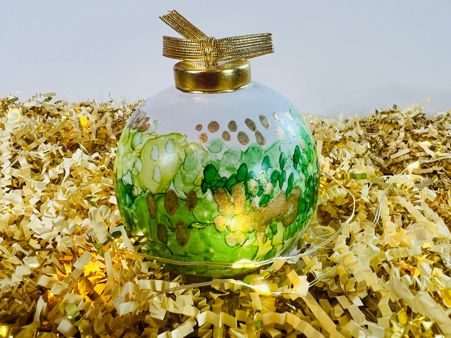 Porcelain alcohol ink ornament {Holly}