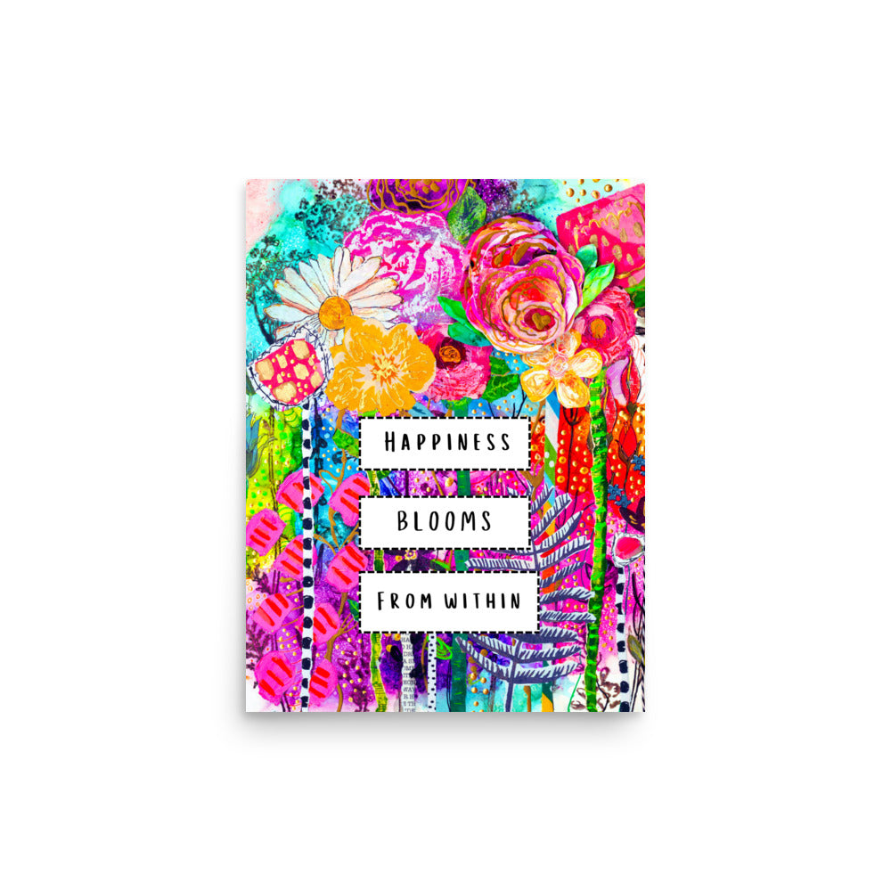 cat redmond art | happiness blooms premium luster photo paper | floral art print | uplifting wall art | colorful flower artwork | nature inspired print