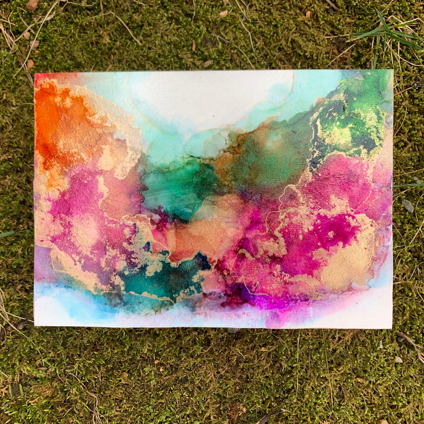 cat redmond art – daybreak | original vibrant alcohol ink creation | modern abstract early morning painting | hand-painted atmospheric fluid art