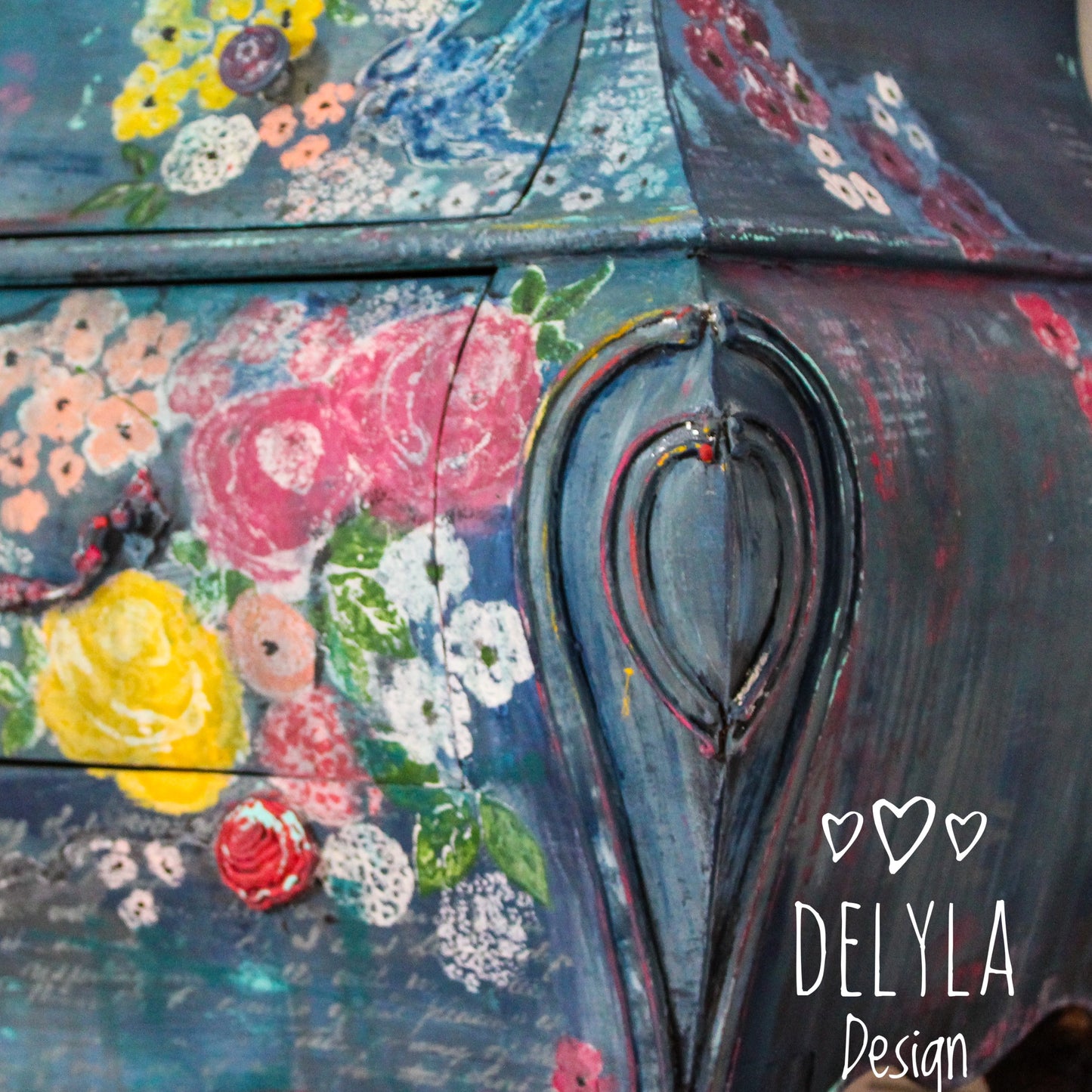 { SOLD } French Floral Hand Painted Cabinet