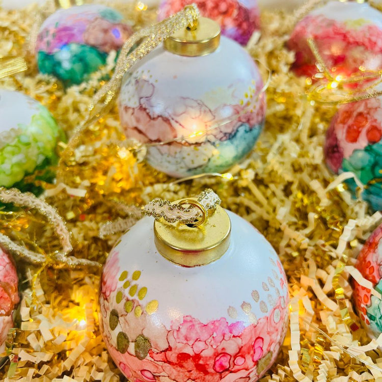 Heirloom originals porcelain alcohol ink ornament collection