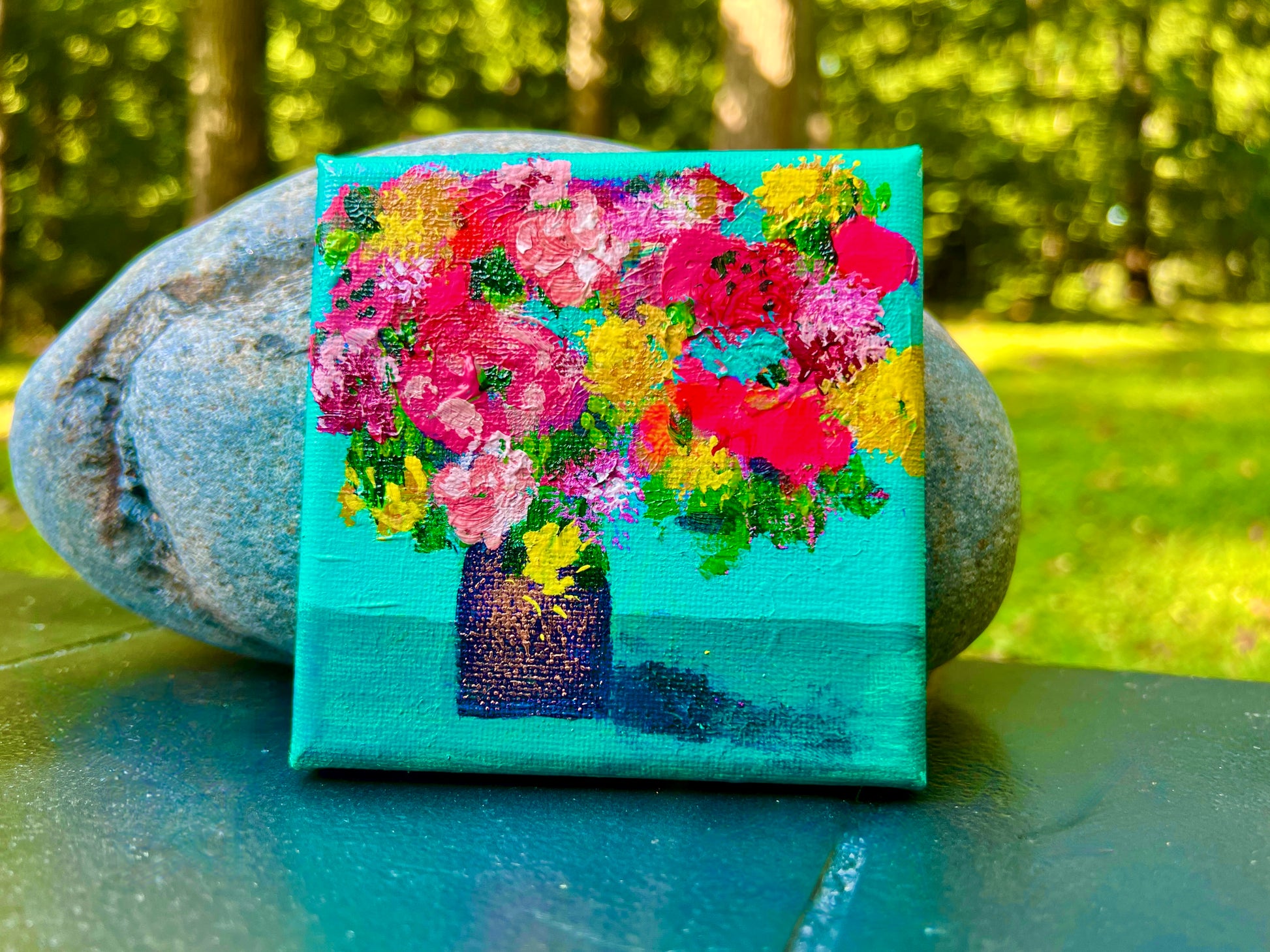 Cat Redmond Art Floral Abstracts | bronze floral abstract painting | original bronze wall art | modern floral artwork bronze | hand-painted abstract floral bronze