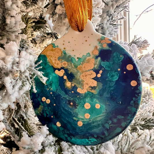Fluid Ocean Holiday Ornament 