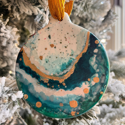 Fluid Ocean Holiday Ornament 