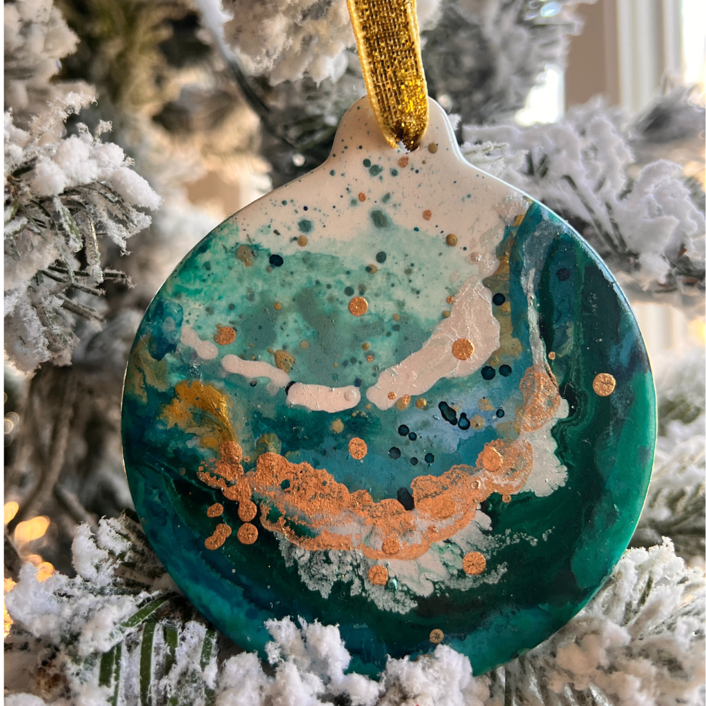 Fluid Ocean Holiday Ornament 