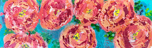 Cat Redmond Art Floral Abstracts | original floral abstract artwork | orange modern wall art | hand-painted floral abstract | unique botanical art piece