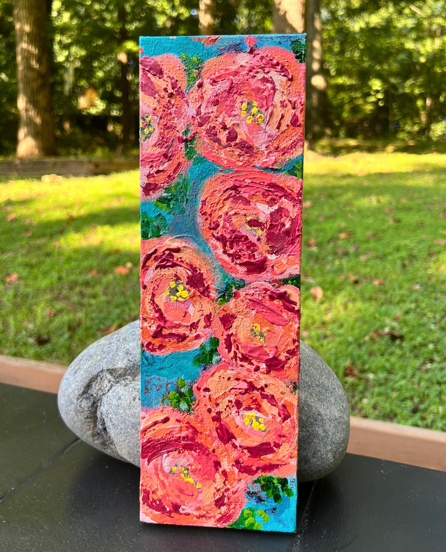 cat redmond art floral abstracts | original floral abstract artwork | orange modern wall art | hand-painted floral abstract | unique botanical art piece