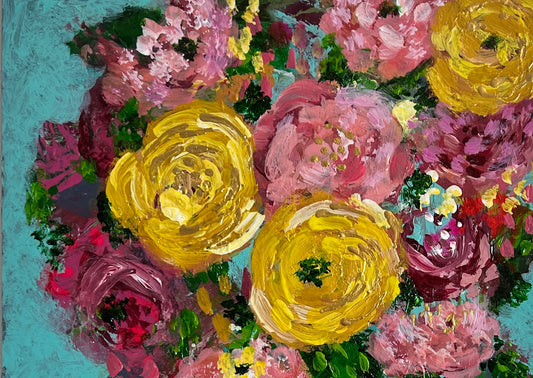 Cat Redmond Art Floral Abstracts | navy blue floral abstract on paper | original navy watercolor artwork | modern floral paper painting | hand-painted abstract navy flowers