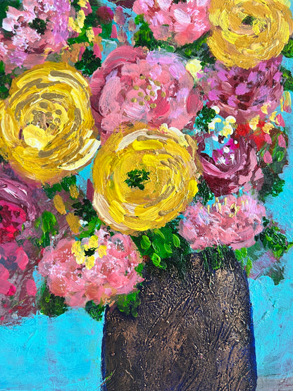 Cat Redmond Art Floral Abstracts | navy blue floral abstract on paper | original navy watercolor artwork | modern floral paper painting | hand-painted abstract navy flowers