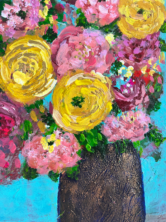 Cat Redmond Art Floral Abstracts | navy blue floral abstract on paper | original navy watercolor artwork | modern floral paper painting | hand-painted abstract navy flowers