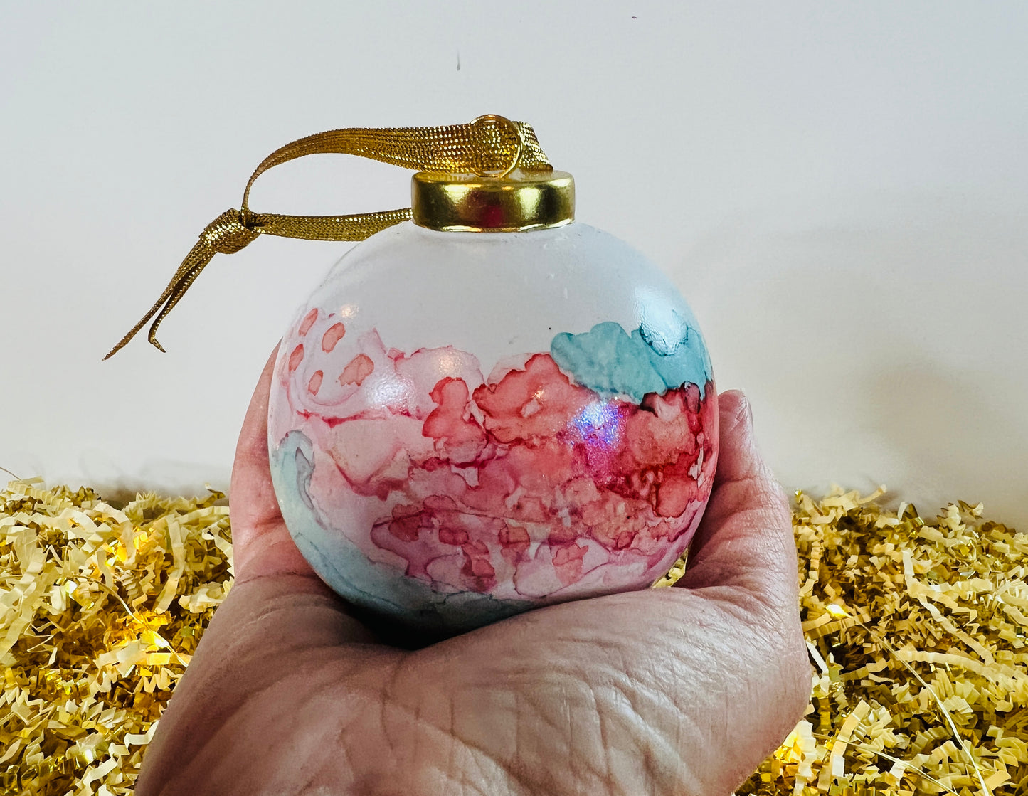 porcelain alcohol ink ornament {angel wings}