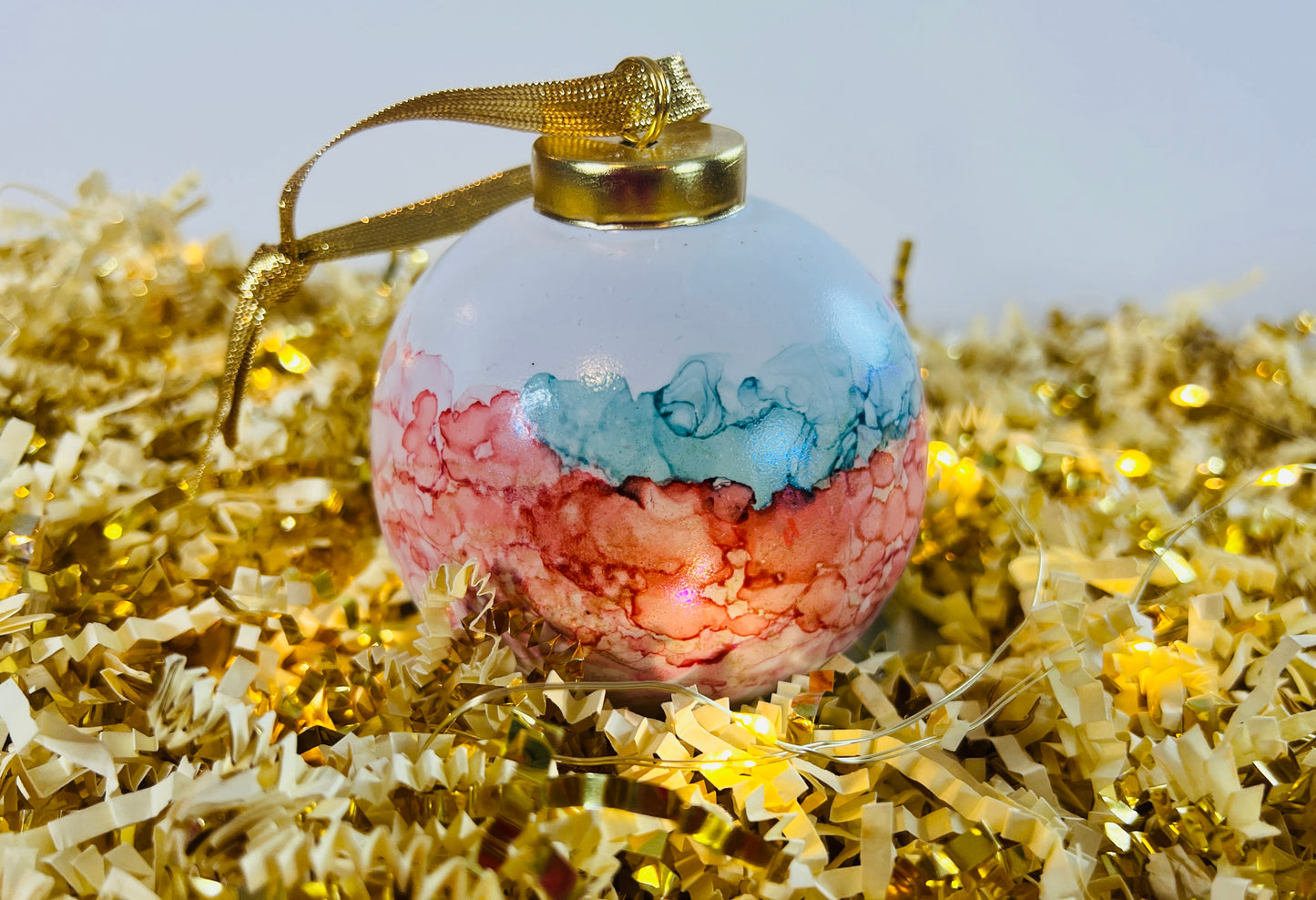 porcelain alcohol ink ornament {angel wings}