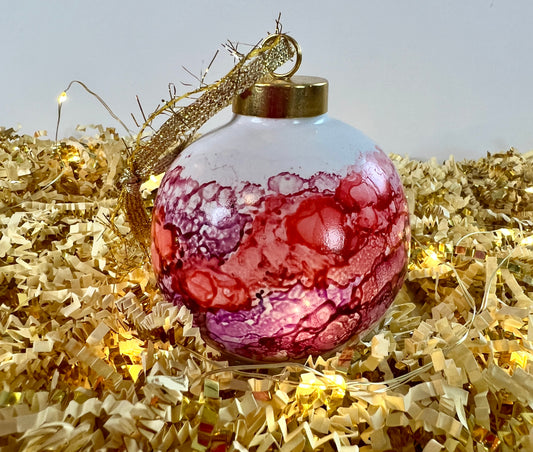 Porcelain alcohol ink ornament {Merry And Bright}