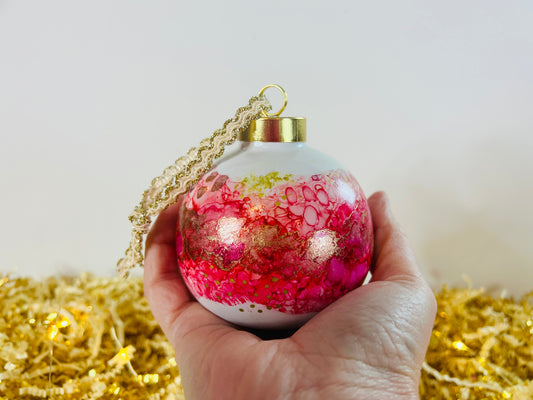 Porcelain alcohol ink ornament {Tinsel}