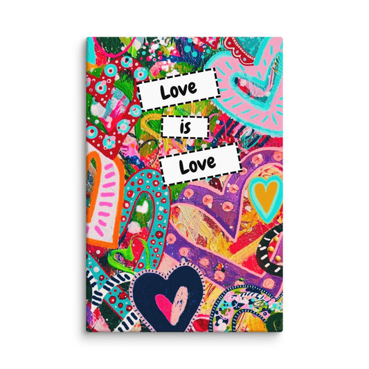 Cat Redmond Art | Love is Love Canvas | LGBTQ Wall Art | Pride Canvas Print | Rainbow Home Decor | Love Quote Canvas