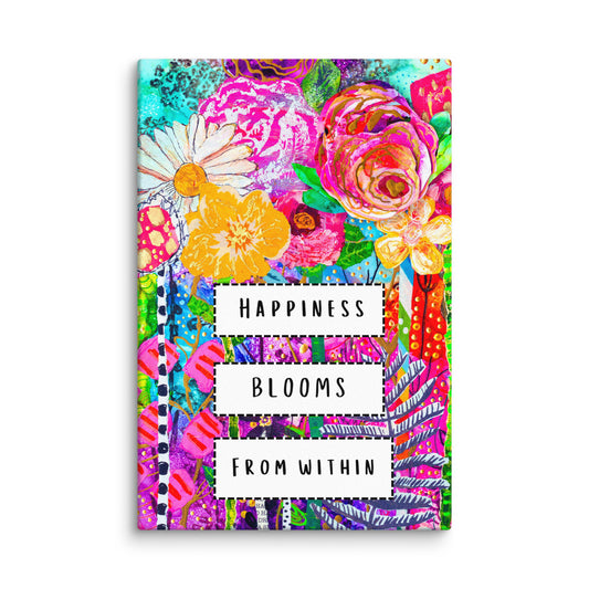 Cat Redmond Art | Happiness Blooms Canvas | Floral Wall Art | Colorful Flower Canvas | Uplifting Home Décor | Nature Inspired Canvas