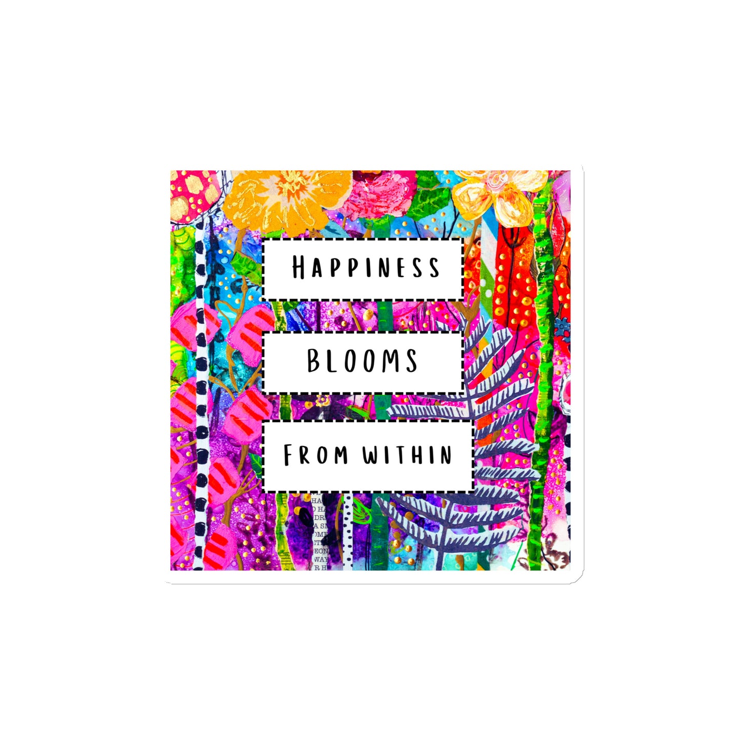 cat redmond art | happiness blooms magnet | floral fridge magnet | colorful flower magnet | uplifting art magnet | nature inspired magnet