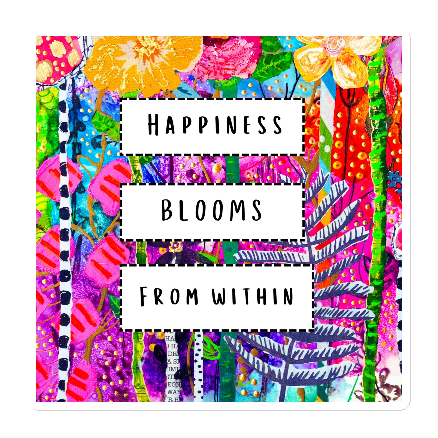 cat redmond art | happiness blooms magnet | floral fridge magnet | colorful flower magnet | uplifting art magnet | nature inspired magnet