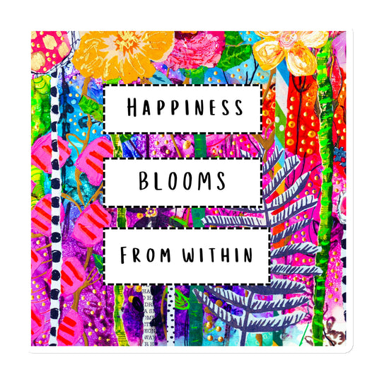 Cat Redmond Art | Happiness Blooms Magnet | Floral Fridge Magnet | Colorful Flower Magnet | Uplifting Art Magnet | Nature Inspired Magnet
