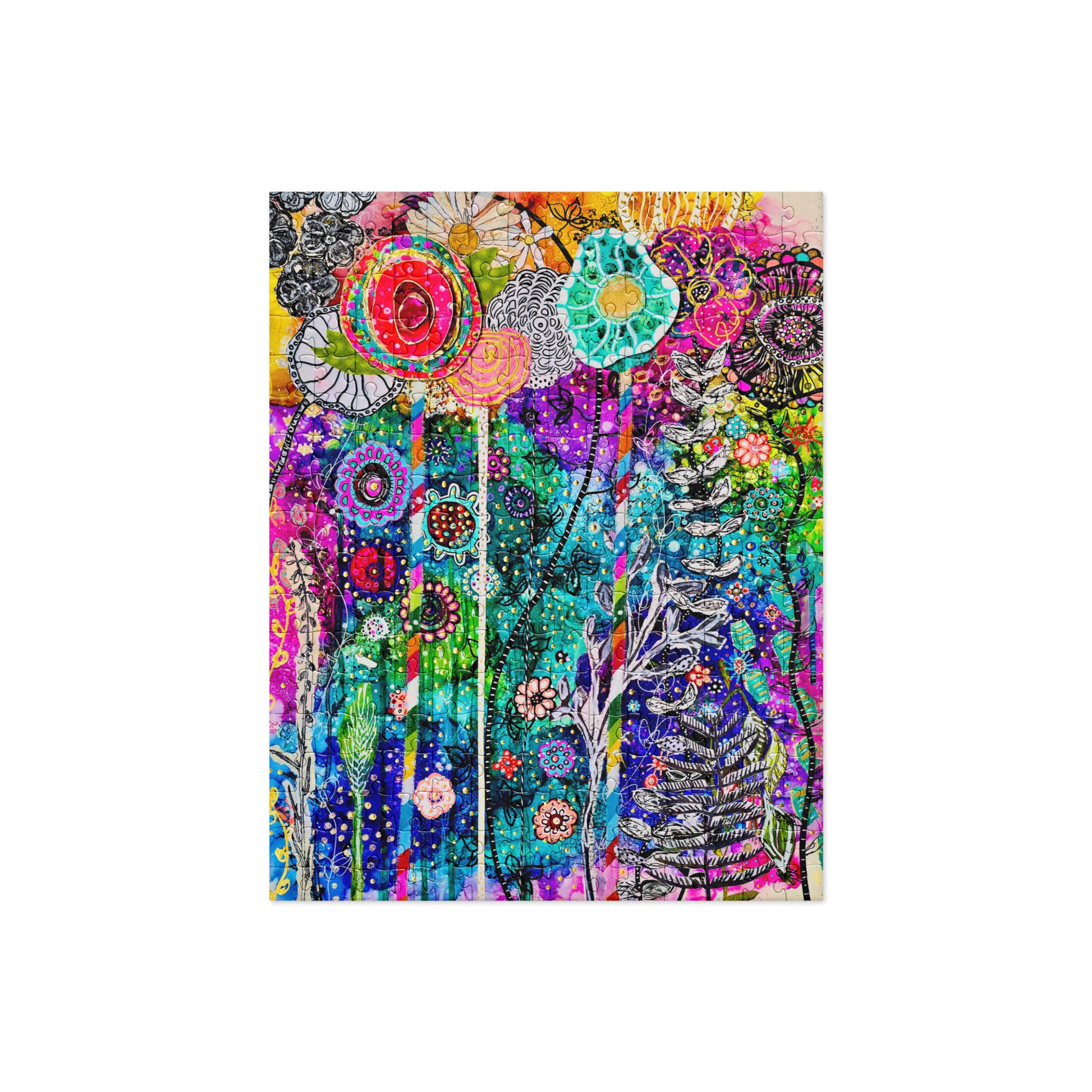 Cat Redmond Art | Cosmic Floral Jigsaw Puzzle | Vibrant Floral Puzzle | Colorful Botanical Puzzle | Cosmic Nature Puzzle | Artistic Flower Puzzle