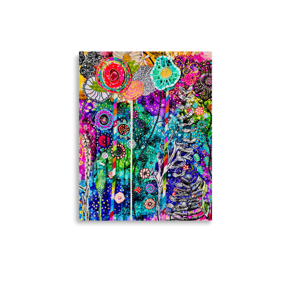 Cat Redmond Art | Cosmic Floral Premium Luster Photo Paper | Vibrant Floral Art Print | Colorful Botanical Wall Art | Cosmic Nature Artwork | Artistic Flower Print