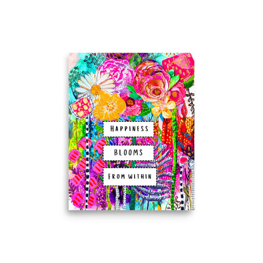 Cat Redmond Art | Happiness Blooms Premium Luster Photo Paper | Floral Art Print | Uplifting Wall Art | Colorful Flower Artwork | Nature Inspired Print