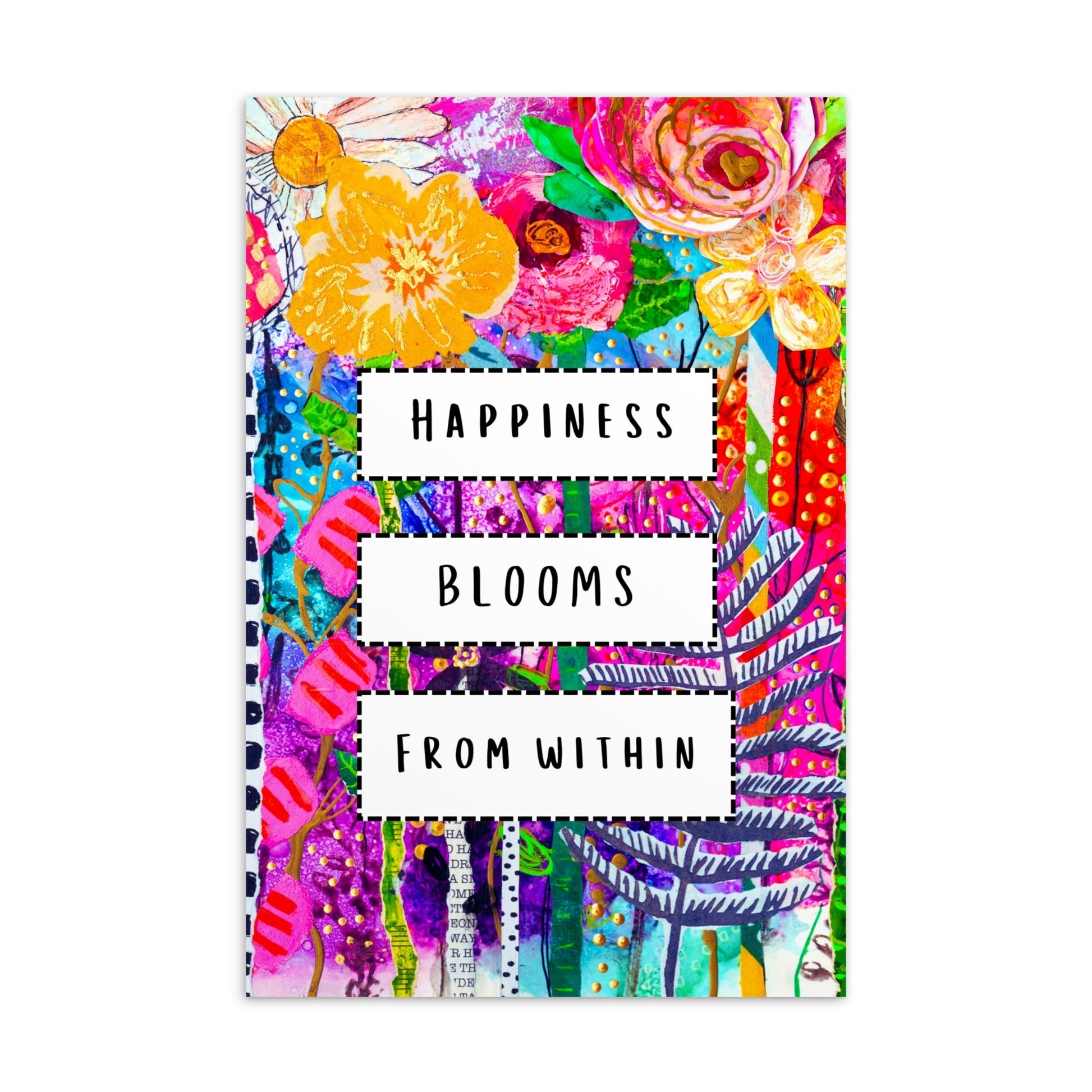 Cat Redmond Art | Happiness Blooms Standard Postcard | Floral Postcard Art | Uplifting Greeting Card | Colorful Flower Card | Nature Inspired Postcard