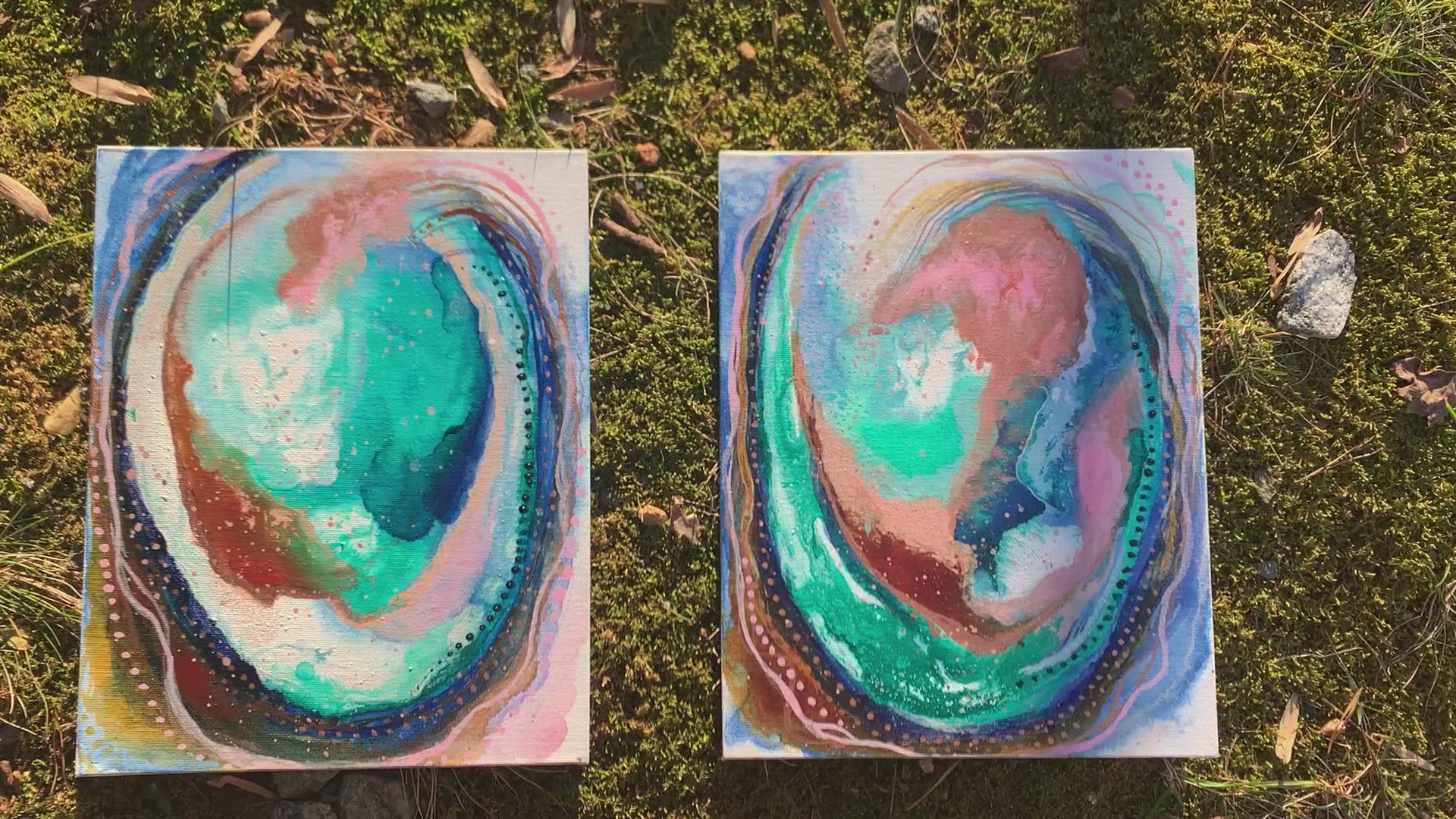 Cat Redmond Art – Abalone Shell #1 | original abstract marine-inspired creation | modern shimmering shell painting | hand-painted oceanic fluid composition