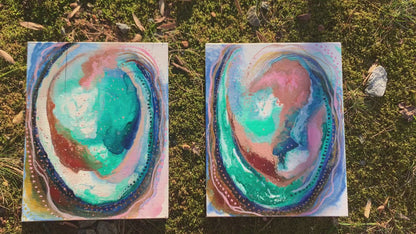 Cat Redmond Art – Abalone Shell #1 | original abstract marine-inspired creation | modern shimmering shell painting | hand-painted oceanic fluid composition