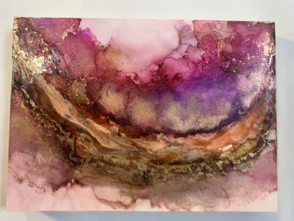 Cat Redmond Art – Inner Reflection | original thoughtful alcohol ink creation | modern abstract mindfulness-inspired painting | hand-painted introspective fluid composition