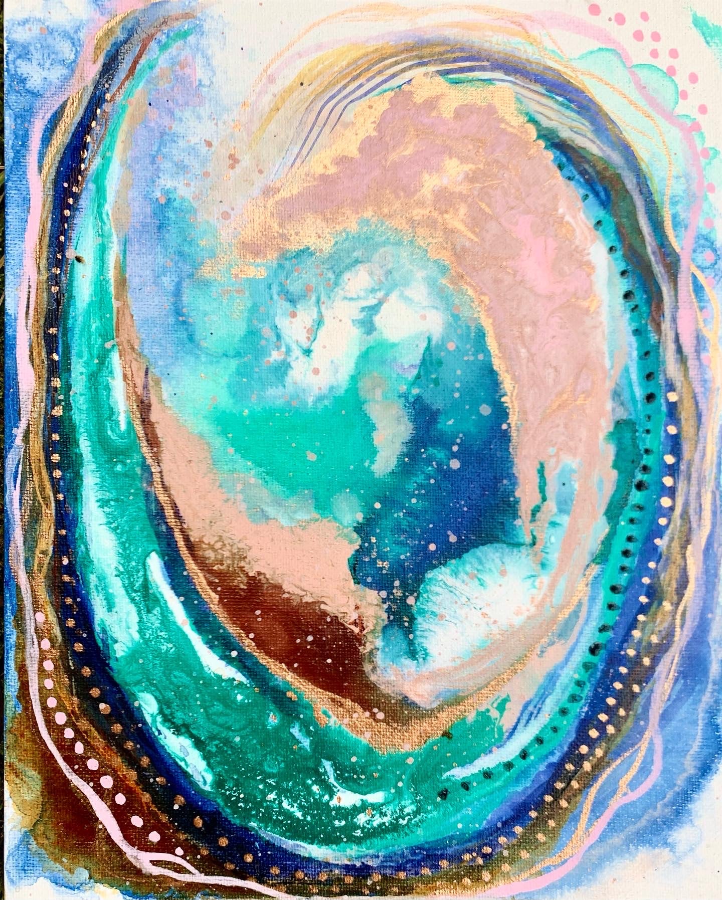 cat redmond art – abalone shell #1 | original abstract marine-inspired creation | modern shimmering shell painting | hand-painted oceanic fluid composition