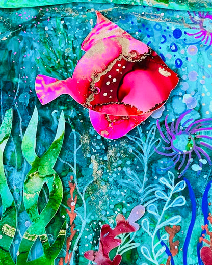 Cat Redmond Art Oceans Prayer | original ocean-inspired artwork | hand-painted marine abstract art | modern seascape wall composition | exclusive contemporary oceanic painting