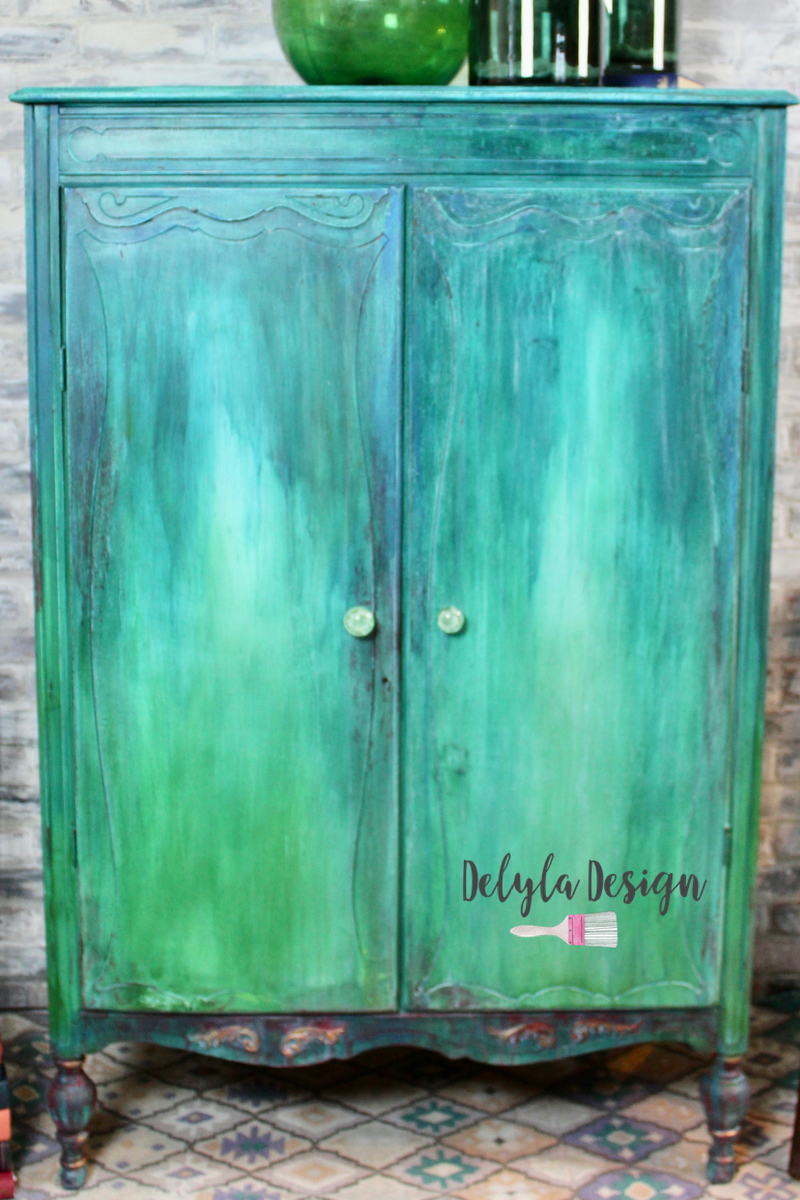 { SOLD } Boho Vibe Layered Painted Wardrobe Closet Armoire { Sold }