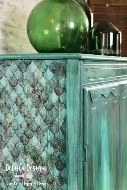 Cat Redmond Art – Boho Vibe Layered Armoire | original bohemian-inspired painted wardrobe | modern artistic layered storage furniture | hand-painted statement closet piece