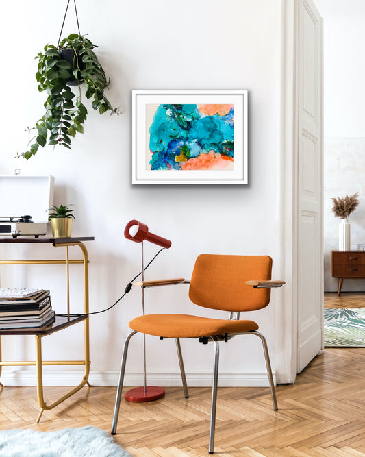 Cat Redmond Art Oceania | original alcohol ink ocean artwork | hand-painted abstract marine art | modern oceanic ink composition | exclusive contemporary seascape-inspired painting