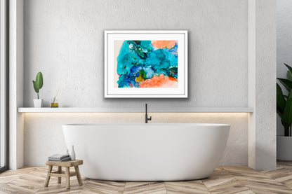 Cat Redmond Art Oceania | original alcohol ink ocean artwork | hand-painted abstract marine art | modern oceanic ink composition | exclusive contemporary seascape-inspired painting