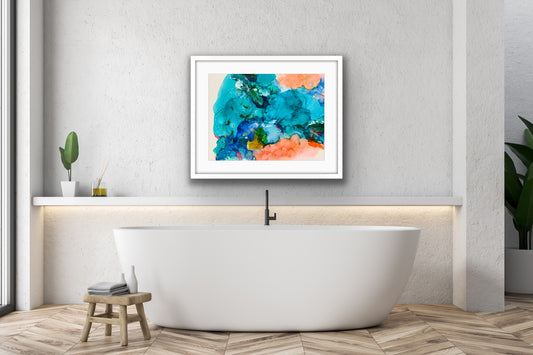 Cat Redmond Art Oceania | original alcohol ink ocean artwork | hand-painted abstract marine art | modern oceanic ink composition | exclusive contemporary seascape-inspired painting
