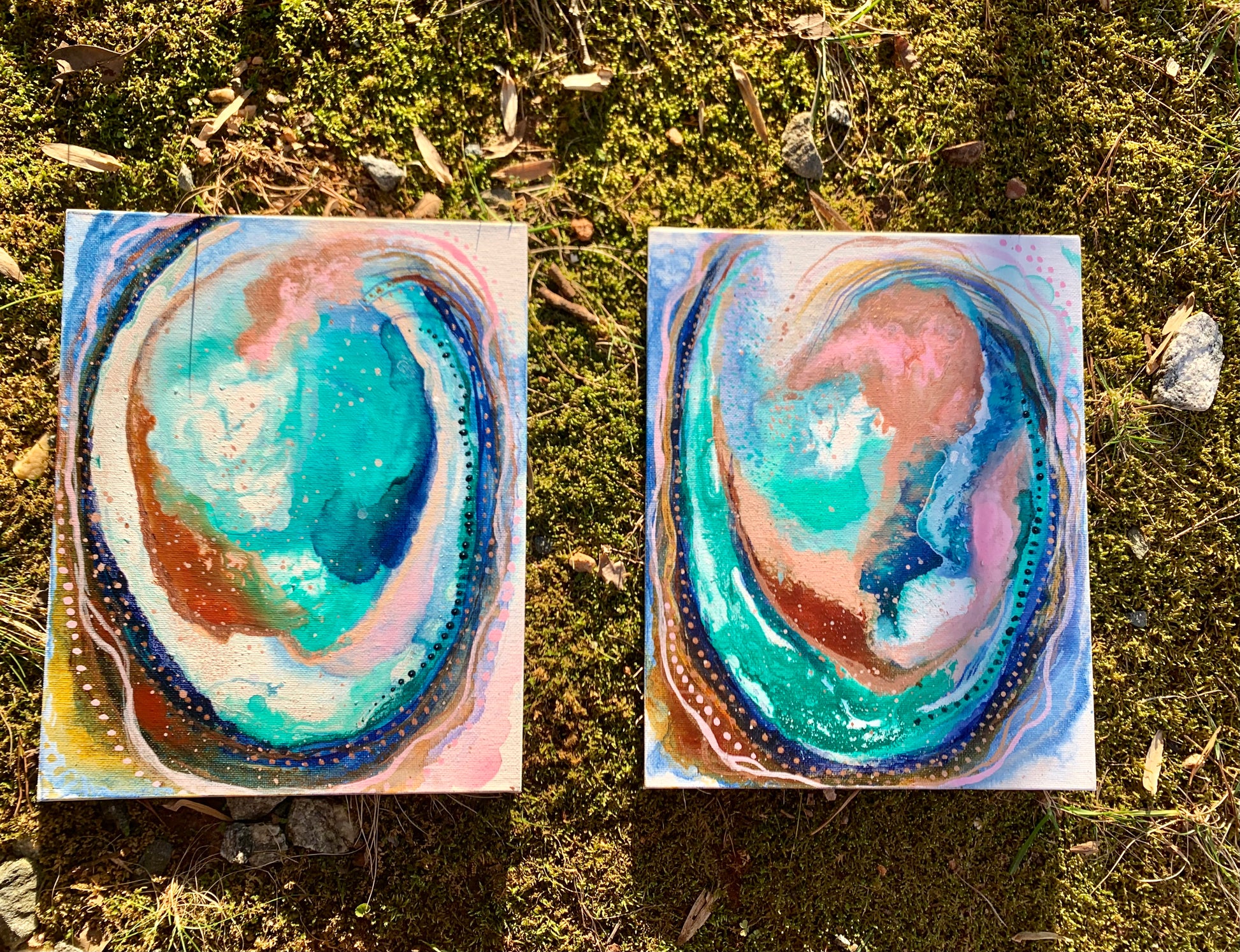 Cat Redmond Art – Abalone Shell #1 | original abstract marine-inspired creation | modern shimmering shell painting | hand-painted oceanic fluid composition