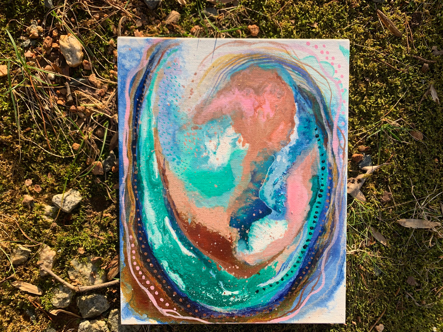 cat redmond art – abalone shell #1 | original abstract marine-inspired creation | modern shimmering shell painting | hand-painted oceanic fluid composition