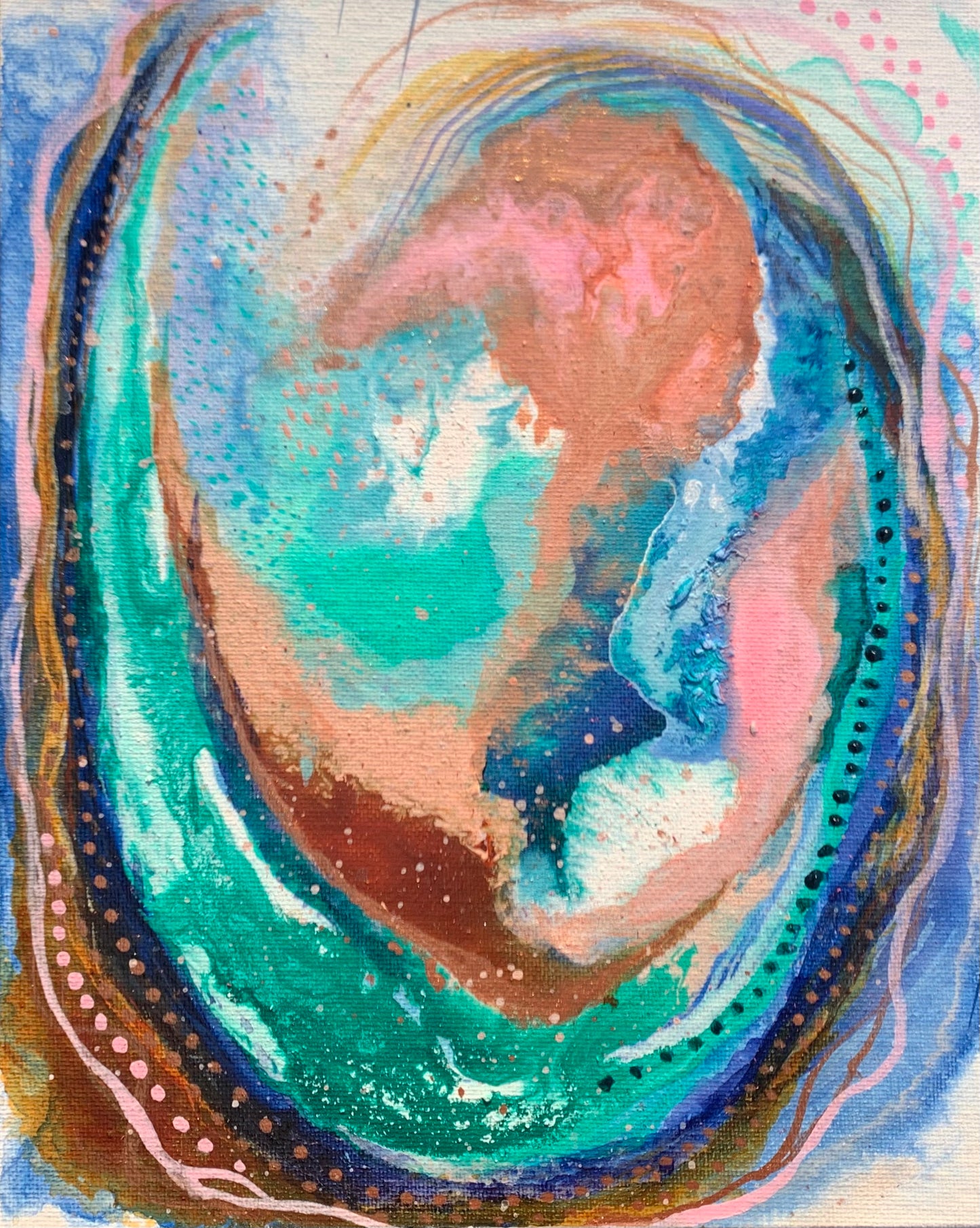 cat redmond art – abalone shell #1 | original abstract marine-inspired creation | modern shimmering shell painting | hand-painted oceanic fluid composition