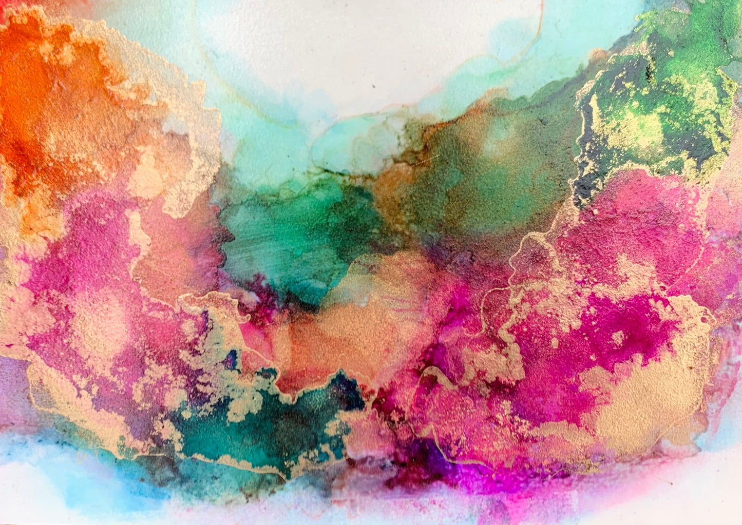cat redmond art – daybreak | original vibrant alcohol ink creation | modern abstract early morning painting | hand-painted atmospheric fluid art