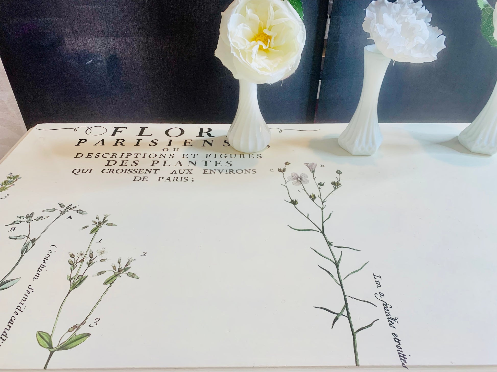 Cat Redmond Art Floral Hand-Painted Vanity | original decorative floral artwork | hand-painted botanical vanity painting | modern elegant floral composition | exclusive contemporary hand-painted floral art