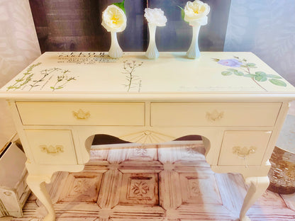 Cat Redmond Art Floral Hand-Painted Vanity | original decorative floral artwork | hand-painted botanical vanity painting | modern elegant floral composition | exclusive contemporary hand-painted floral art