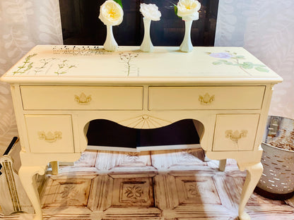 Cat Redmond Art Floral Hand-Painted Vanity | original decorative floral artwork | hand-painted botanical vanity painting | modern elegant floral composition | exclusive contemporary hand-painted floral art