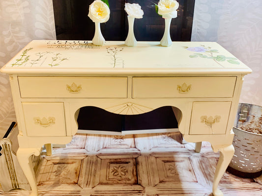 Cat Redmond Art Floral Hand-Painted Vanity | original decorative floral artwork | hand-painted botanical vanity painting | modern elegant floral composition | exclusive contemporary hand-painted floral art