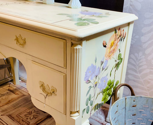 Cat Redmond Art Floral Hand-Painted Vanity | original decorative floral artwork | hand-painted botanical vanity painting | modern elegant floral composition | exclusive contemporary hand-painted floral art