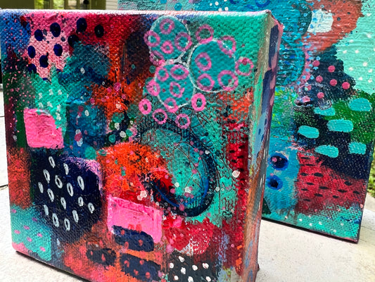 Cat Redmond Art Prosecco, Apps and Ambiance | original social gathering artwork | hand-painted lifestyle abstract art | modern elegant dining scene painting | exclusive contemporary conviviality-inspired art