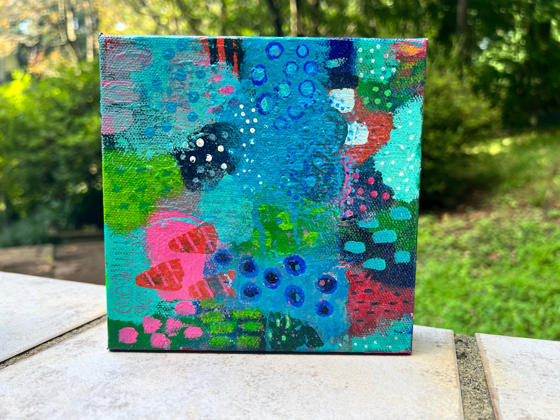 Cat Redmond Art Weekend Roadtrip | original scenic travel artwork | hand-painted road trip abstract painting | modern adventurous landscape art | exclusive contemporary journey-inspired artwork