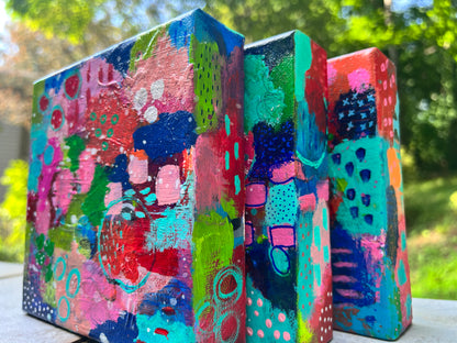 Cat Redmond Art Picnic in the Park | original outdoor leisure artwork | hand-painted park scene abstract art | modern relaxing picnic painting | exclusive contemporary nature-inspired art